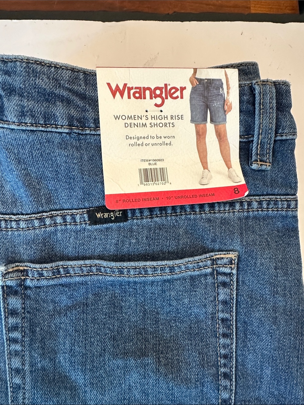 Wrangler High Rise Denim Shorts - Medium Blue